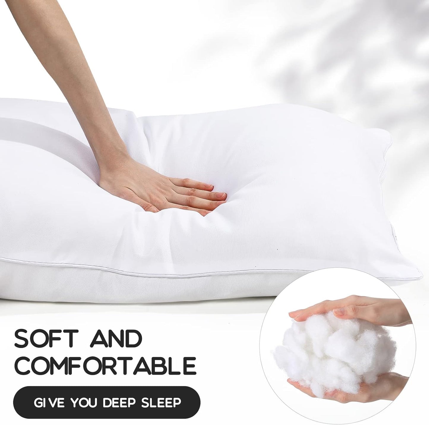 Queen Size Pillows for Sleeping Bed Pillow Inserts Hotel Pillows Bulk for Stomach, Back and Side Sleepers Machine Washable