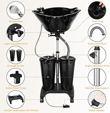 Portable Salon Shampoo Basin with Electric Pump
