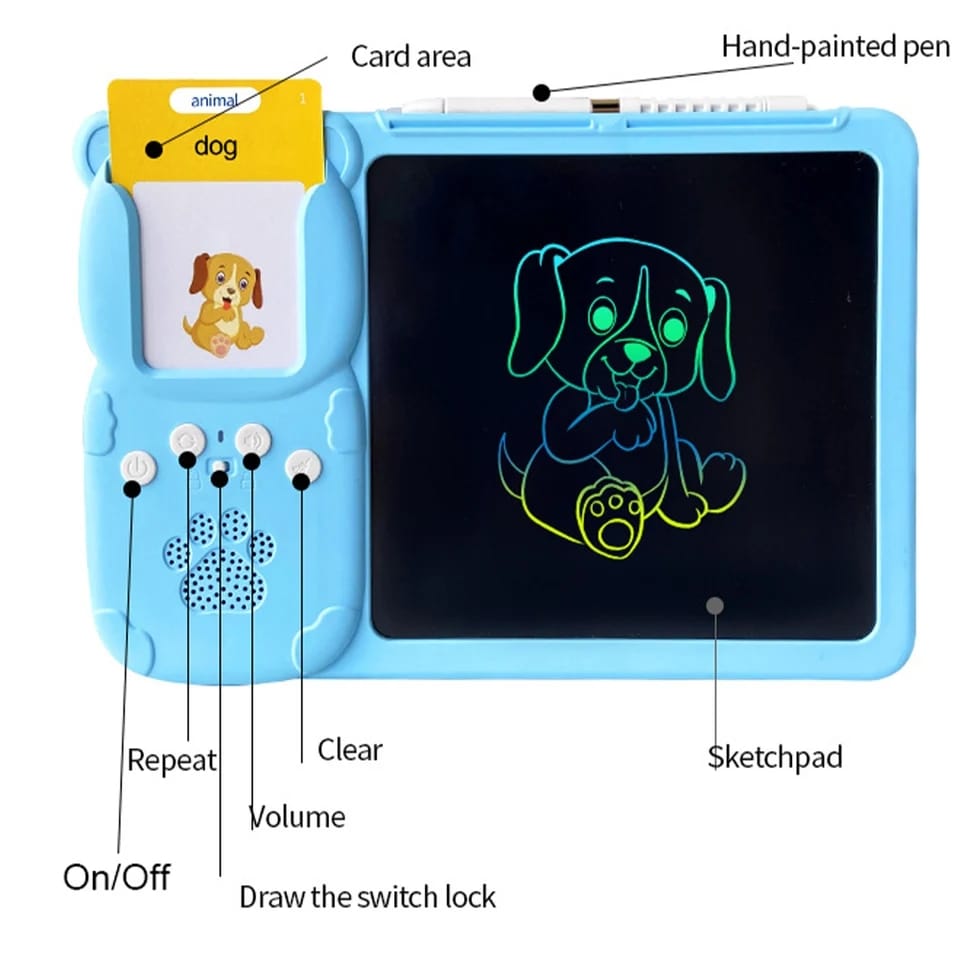 talking flashcards with an LCD writing pad 2in1