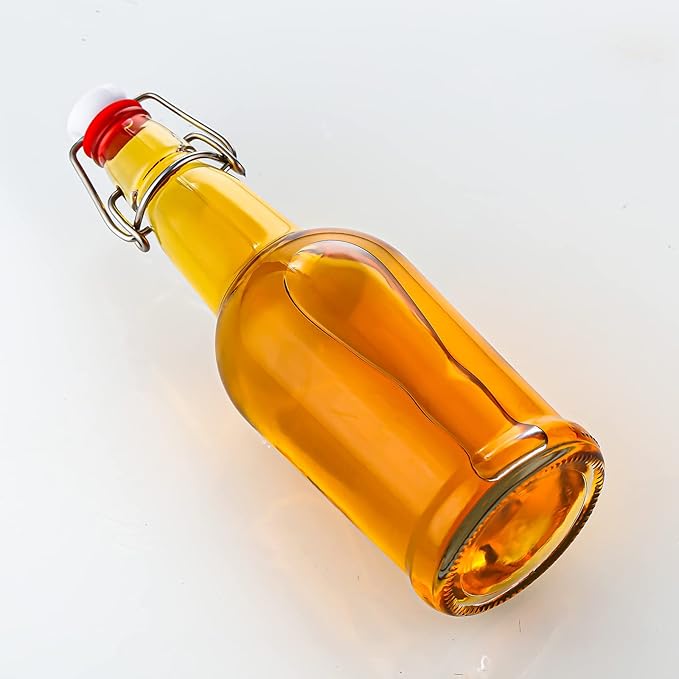 Clear Glass Bottle  with Airtight Lid for Kombucha, Carbonated Drinks, Brewing, and Fermenting (
