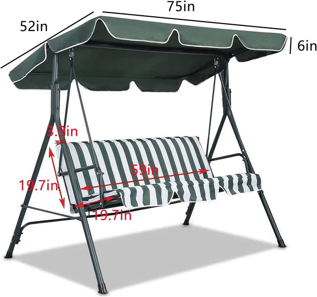 Patio Swing Canopy Cover Set – Waterproof Replacement (Green, 75x52x6 in)