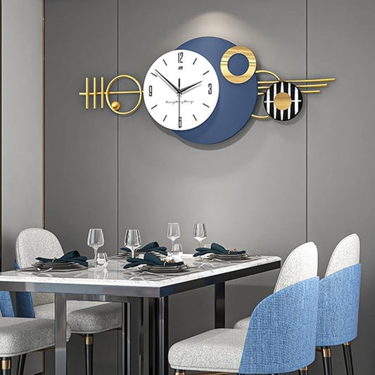 Wall Clock Modern Silent Metal Clock Non-Ticking Wall Clock Luxury Hanging Wall Clock Creative Numeral Art Decoration Gift for Living Room Bedroom Office 153/56 cm