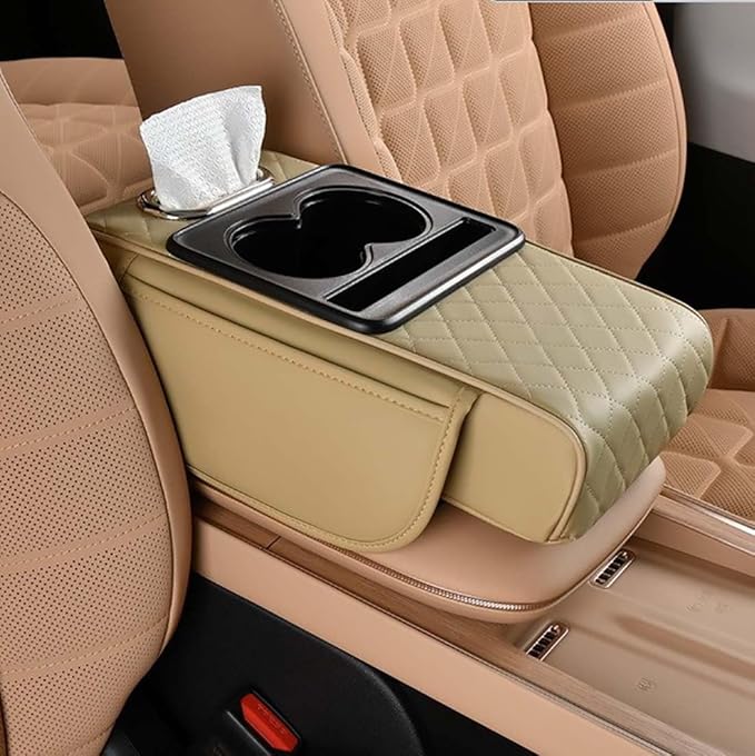 Auto center console armrest cushion with 2 cups holder,tissue