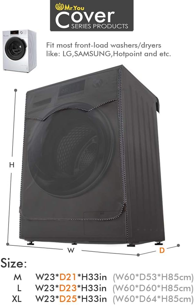 Washing Machine Cover Outdoor  Front Load Machine,Dryer Cover With Zipper Design for Easy Use,Waterproof Dustproof and Sunscreen