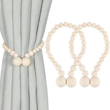 Magnetic Wooden Beads Curtain Tiebacks – 2pcs Boho Decor Accessories