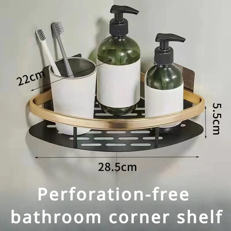 Aluminium Alloy corner bathroom rack with self adhesive