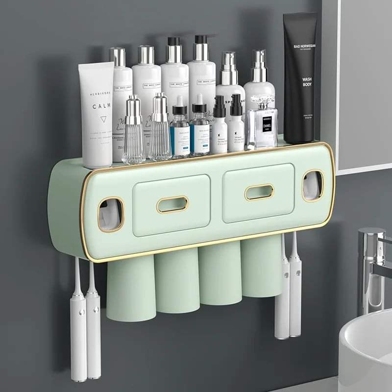 Wall Mounted Self-adhesive Toothpaste with Toothbrush Holder/Bathroom organizer