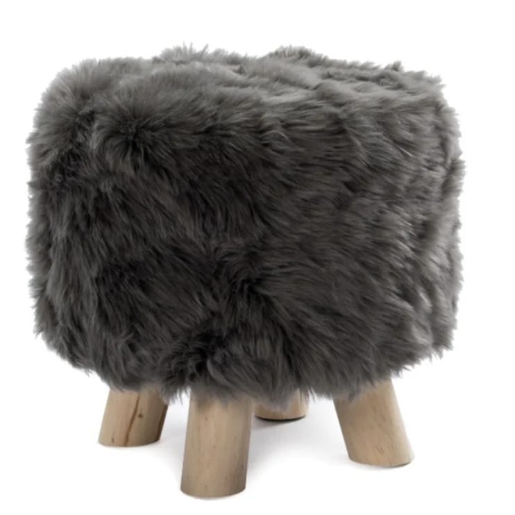Faux Fur Stool — D 30cm × H 30cm