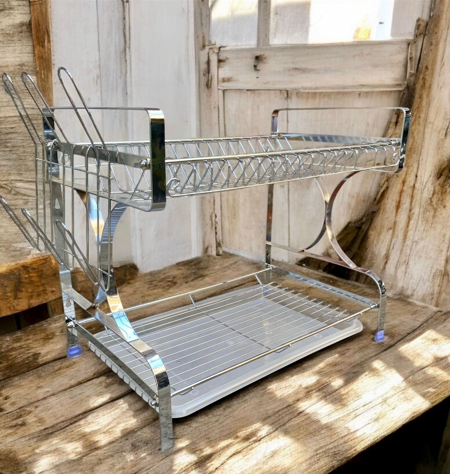 2tier high quality steel dish rack with single tray