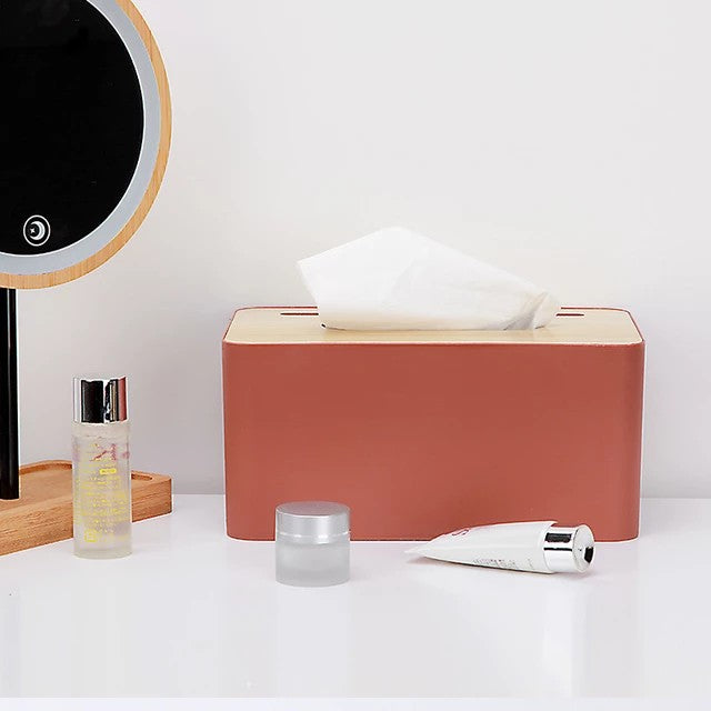 Bamboo Lid Tissue Box Holder