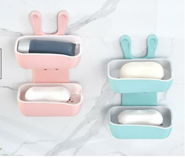 Mouse-shaped double layer soap dish