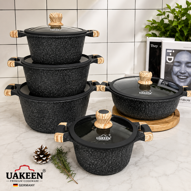 UAKEEN Germany 10-Piece Premium Granite Cookware Set