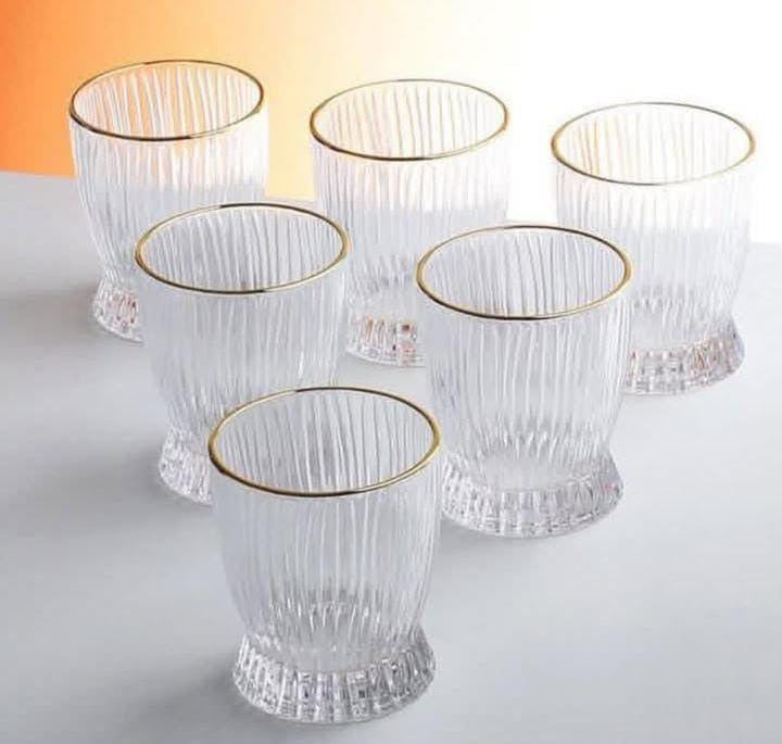 6pcs Borosilicate Juice/ Water Glasses With a Gold rim