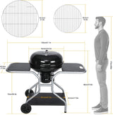 Charcoal BBQ Grill with Lid and Wheels – Outdoor Smoker 58 cm cooking surface