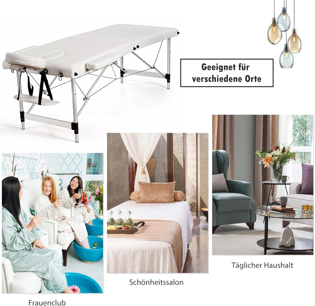 aluminium Portable 3-Section Massage & SPA Bed