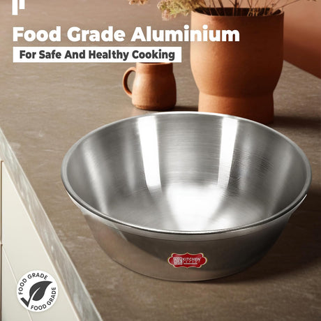 Aluminum Baking Bowl

Made of high-quality aluminum for durability and even heat distribution

Lightweight yet sturdy, ideal for baking, mixing, and food preparation

Resistant to rust and corrosion, designed for long-term use

Smooth surface for easy cleaning and maintenance

Suitable for home kitchens, bakeries, and commercial use

Material

Aluminum