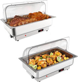 Buffet Warming Tray Chafing Dish High Grade Stainless Steel Chafer Complete Set Buffet Warmer Electric Heating