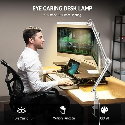 Desk Lamp with Clip Eye Care 3 Light Modes x 10 Brightness Levels Table Lamp