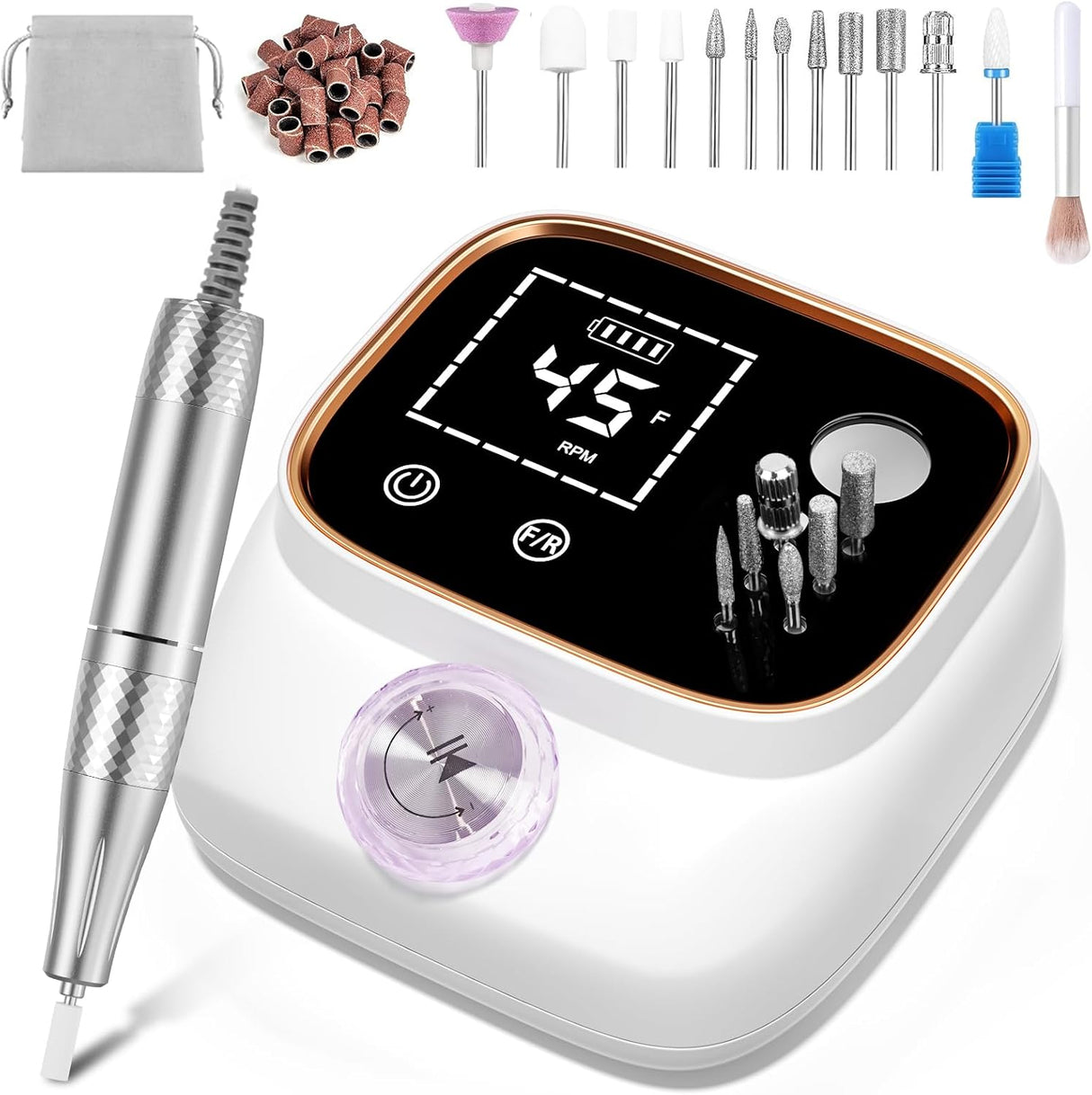 Nail Drill Machine 45,000RPM, 13-in-1 Electric Nail File