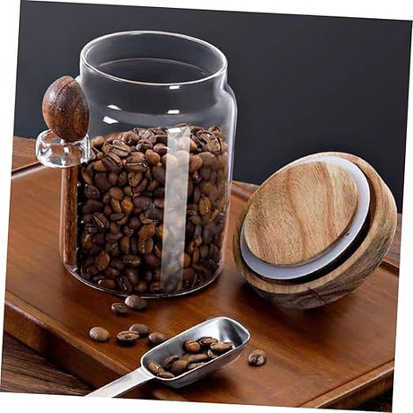 Modern Glass Sealed storage Jars with Acacia wood lid and Spoons