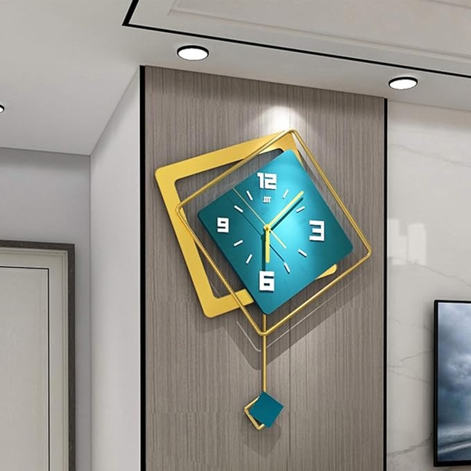 Square Style Wall Clock, Nordic Modern Minimalist Timepieces, Home Decoration for Bedroom Kitchen Office School, Easy to Clean, Without Fading