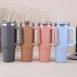 Stainless Steel Tumbler with Handle &  Straw Lid, Insulated Reusable Stainless Steel Travel Mug 1.2LITERS