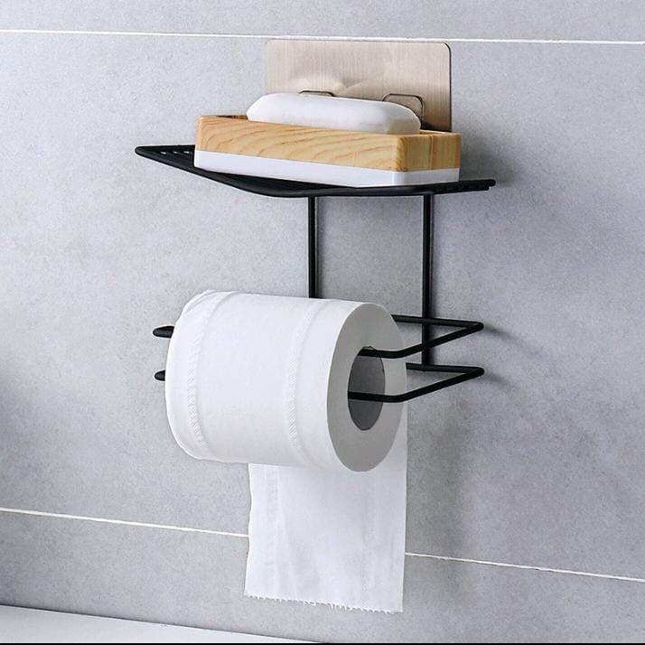 Wall mounted tissue holder with rack