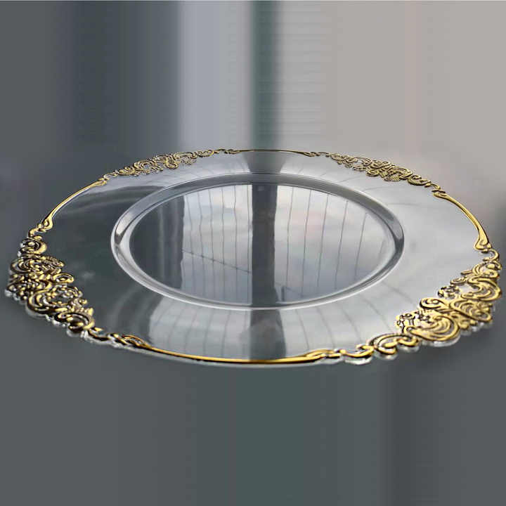 Acrylic Clear With A Gold Designs Charger Plates