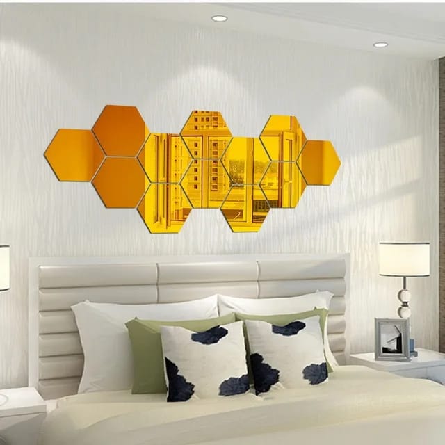 Hexagonal shape Acrylic Mirrors set of 12 mirrors