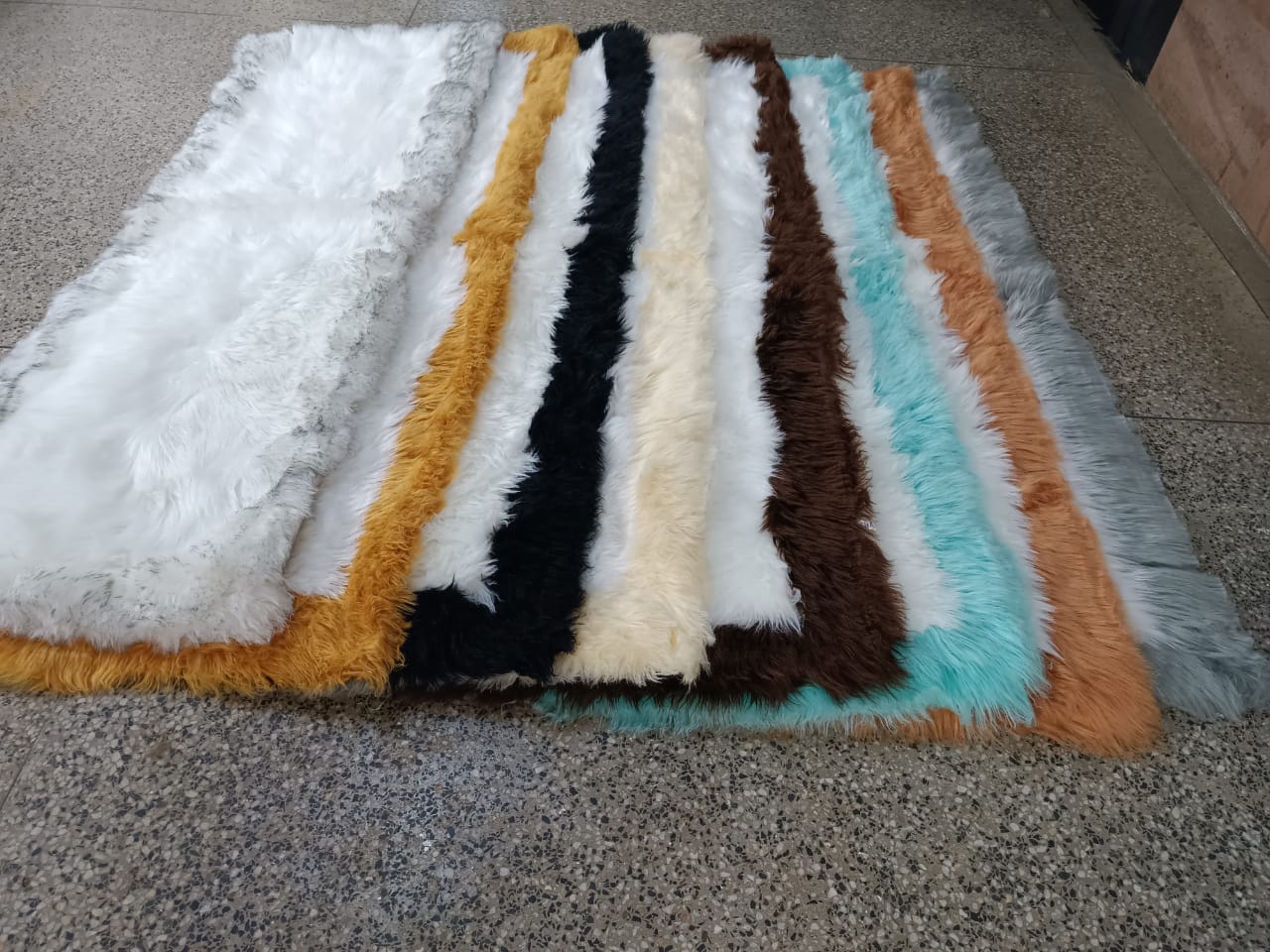 Faux fur bedside mats