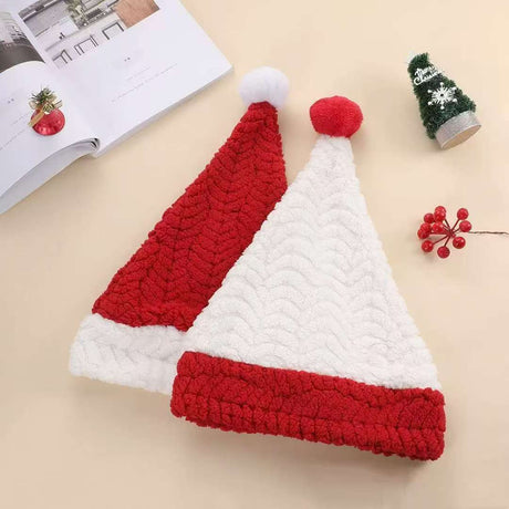 Festive Wheat-Texture Santa Christmas Hat for Adults & Kids