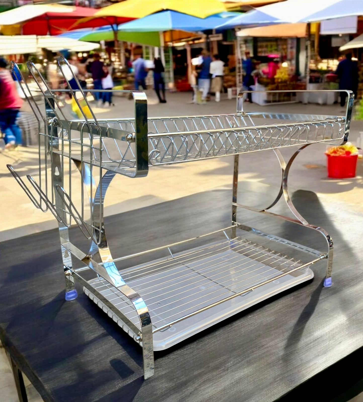 2tier high quality steel dish rack with single tray