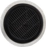 Home Round Steel Outdoor Fire Pit Outside Wood Burning Firepit Bonfire with Spark Screen, Firebowl, Poker, Stainless Steel Rack, Charcoal Grill for Patio Garden Backyard BBQ,