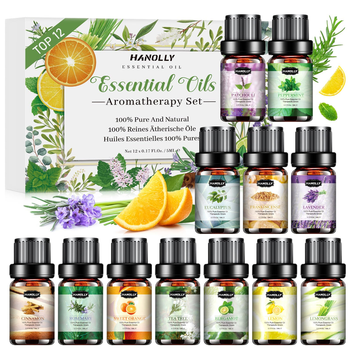 Essential Oils by Pure Aroma 100% Pure Oils Kit 6 Aromatherapy Oils Gift Set-6 Pack, 10ml