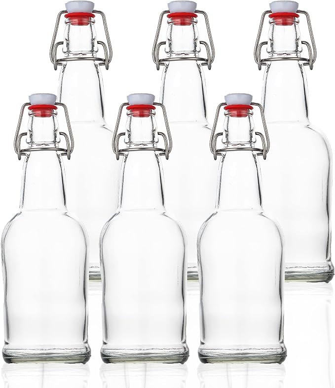 Clear Glass Bottle  with Airtight Lid for Kombucha, Carbonated Drinks, Brewing, and Fermenting (