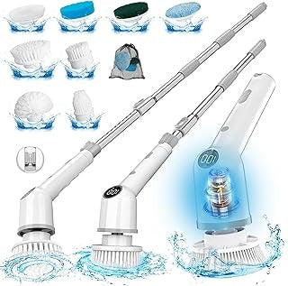 electric extendable spin scrubber with 3 brushes