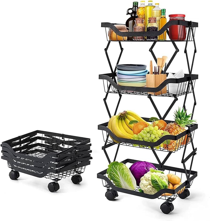 Retractable metallic 5 layer trolley mesh rack