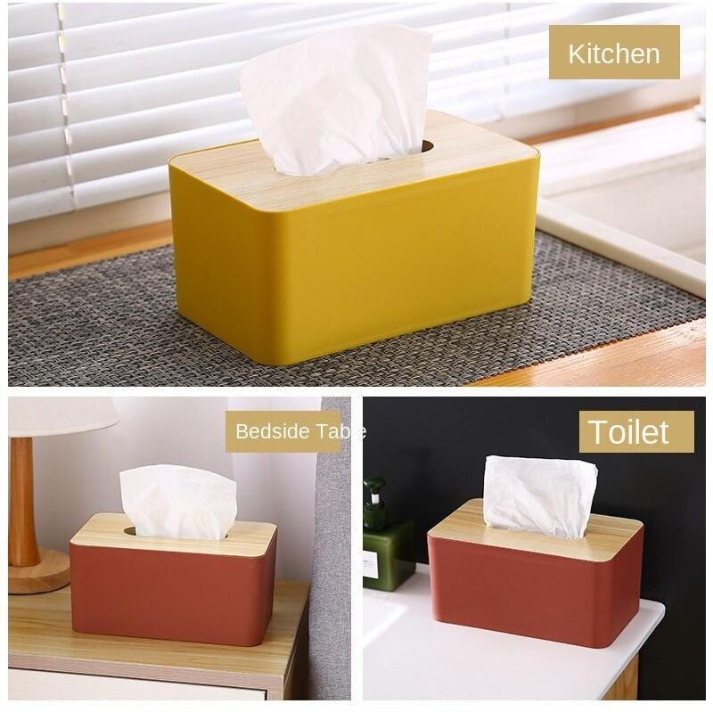 Bamboo Lid Tissue Box Holder