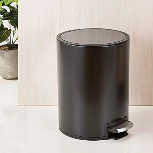 8 Litres Black Metallic Pedal Dustbin with Inner Removable plastic