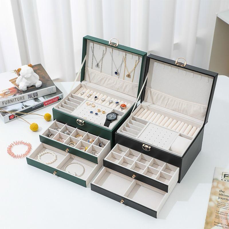 Multi-Layer Jewelry Storage Box Large Capacity Necklace \ Earrings Organizer Case 