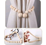 Magnetic Wooden Beads Curtain Tiebacks – 2pcs Boho Decor Accessories