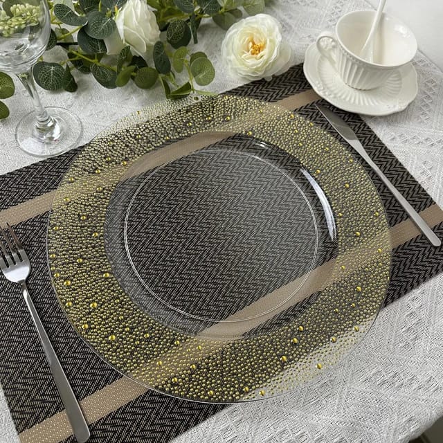 Acrylic Clear With A Gold Designs Charger Plates