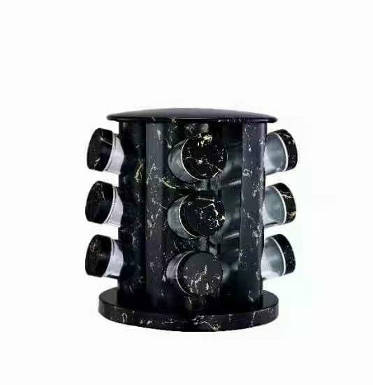 Household rotating marble black spice rack