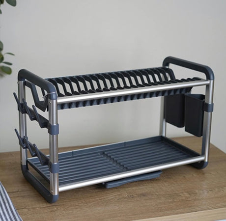Aluminium Multifunctional Dish Drying Rack with 2 Tiers
