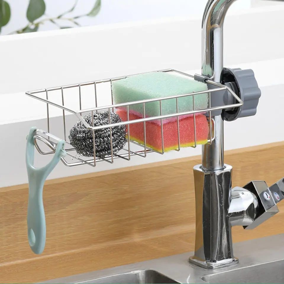 Kitchen Stainless Steel Sink Drain Rack Sponge Storage Faucet Holder Soap Drainer Towel Rack Shelf Organizer Kitchen Accessories