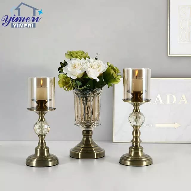 Nordic Tabletop Metal Base Glass Flower Vases