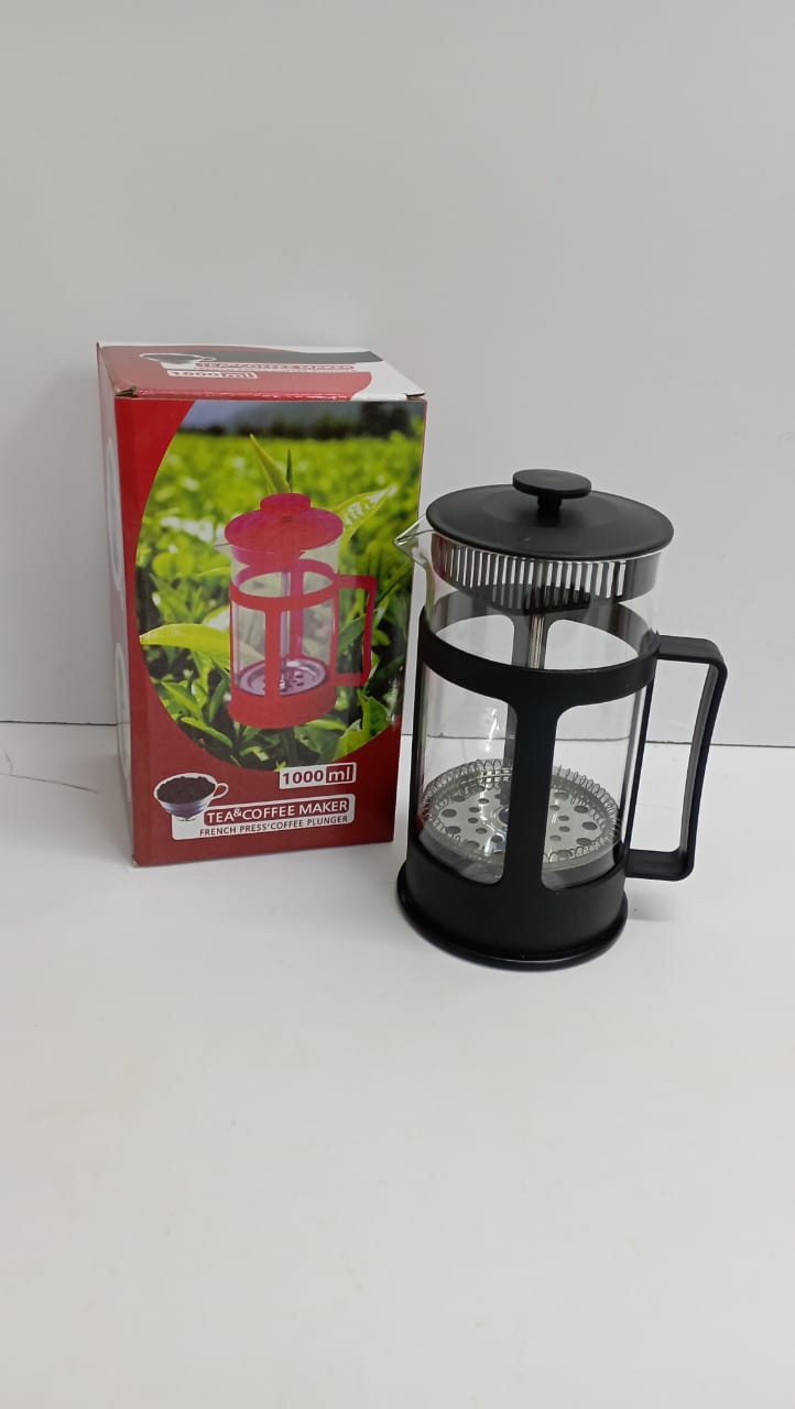 French press coffee maker with 3-level filtration system
