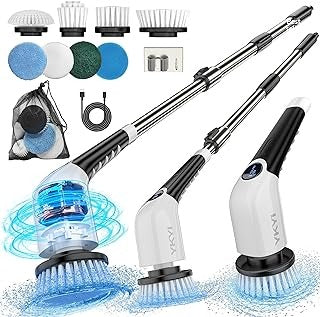 electric extendable spin scrubber with 3 brushes