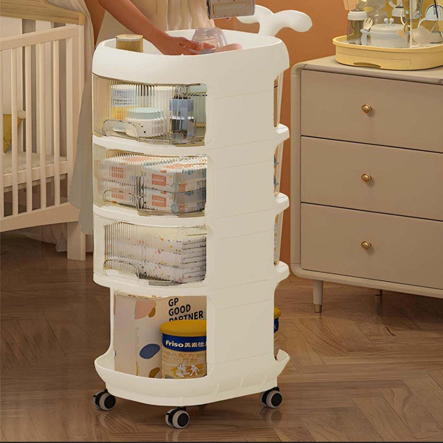 Multiple purposes Baby Supplies Shelf Whale Cart Floor To Floor Multi Story Bedroom Mobile Snack Storage Shelf PP