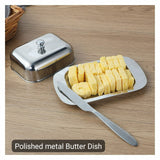 Metal Butter Dish with Lid – Stainless Steel Dimensions: 12.2 x 18.5 x 6.8 cm